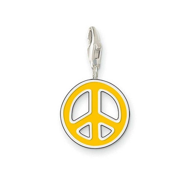 Thomas Sabo Yellow Peace Symbol Silver Charm 0563-007-4