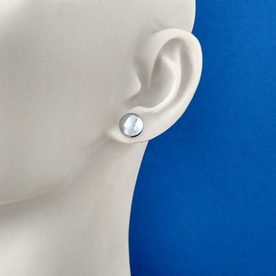 9ct White Gold 10mm Button Stud Earrings