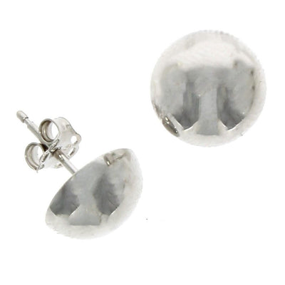 9ct White Gold 10mm Button Stud Earrings
