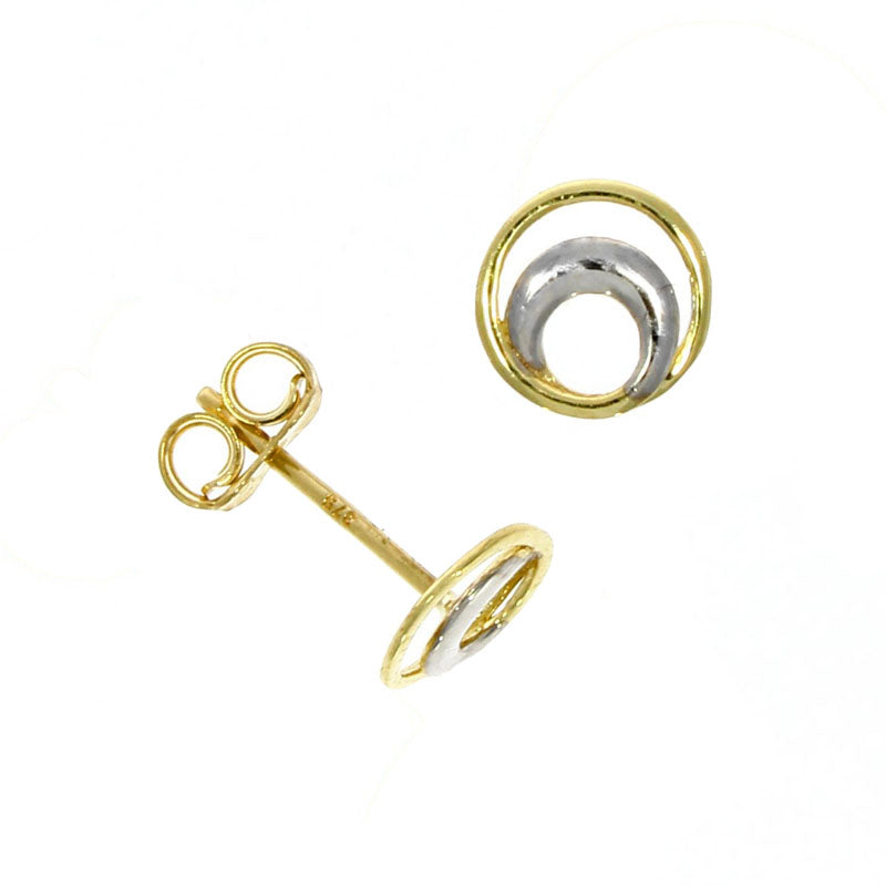 9ct Yellow & White Bicolour Gold Loop Stud Earrings