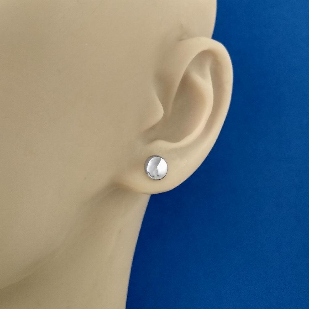18ct White Gold 7mm Button Stud Earrings - GoldArts