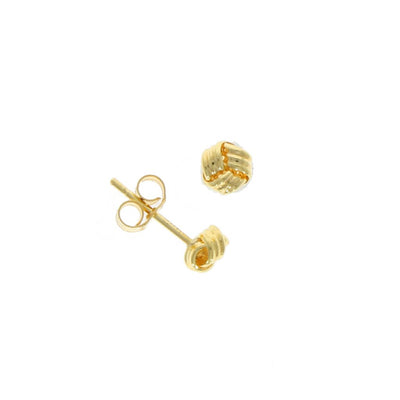 18ct Yellow Gold 4.5mm Triple Row Knot Stud Earrings