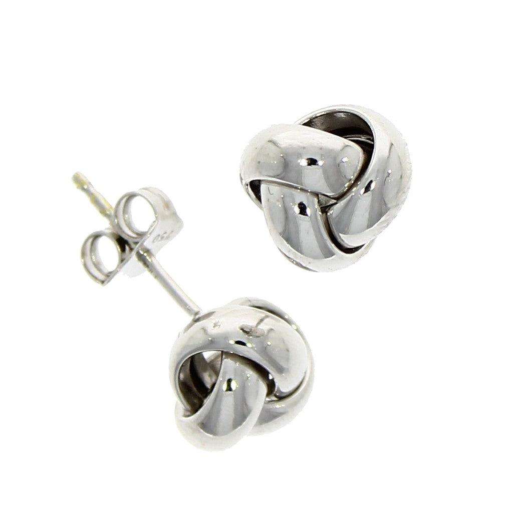 18ct White Gold 9mm Classic Triple Knot Stud Earrings - GoldArts