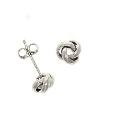 18ct White Gold 6.5mm Classic Triple Knot Stud Earrings - GoldArts