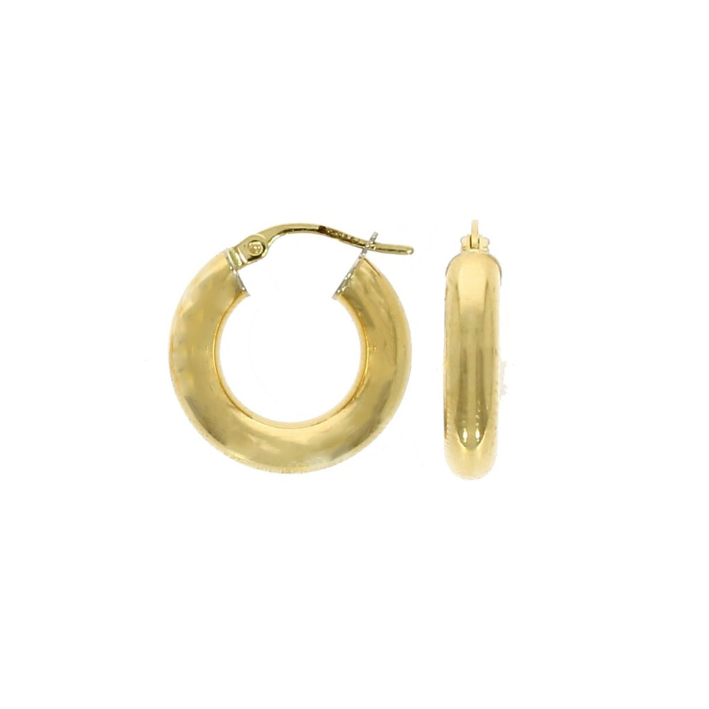 18ct Yellow Gold 10mm Plain Hoop Earrings