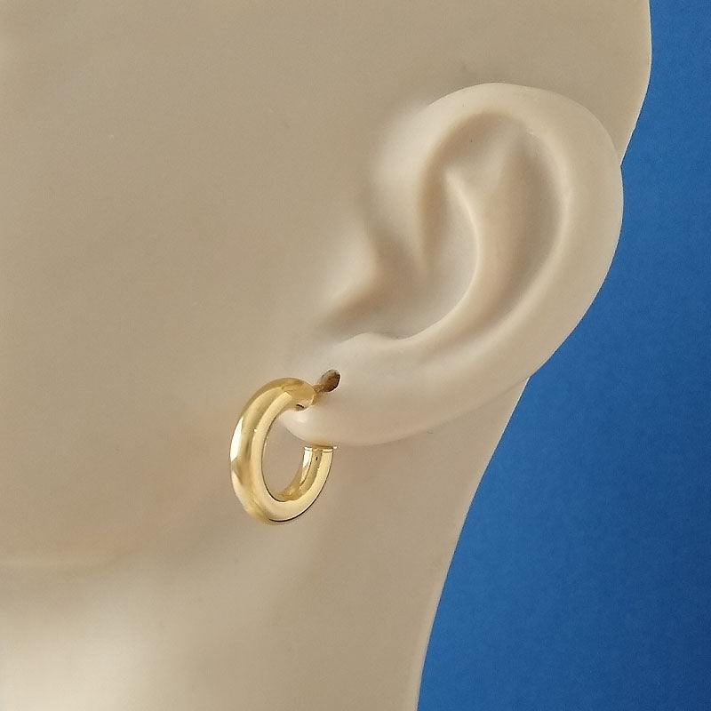 18ct Yellow Gold 10mm Plain Hoop Earrings