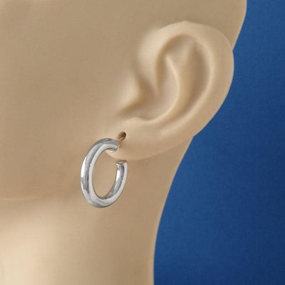 18ct White Gold 15mm Hoop Earrings - GoldArts