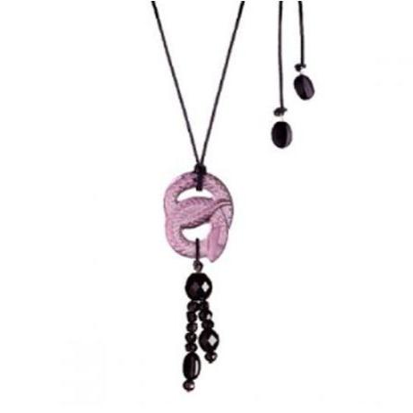 Lalique Serpent Pendant, Purple Crystal & Semi-precious Stones 10019500