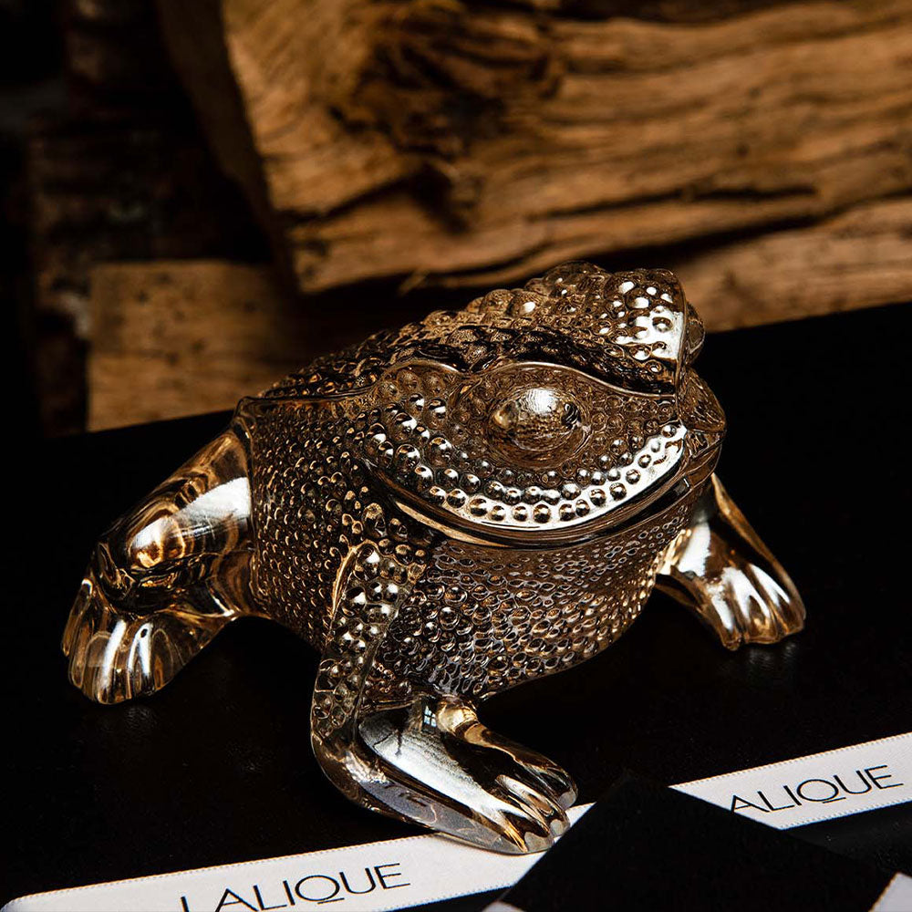 Lalique Gregoire Toad Sculpture - Gold Luster Crystal 10139400