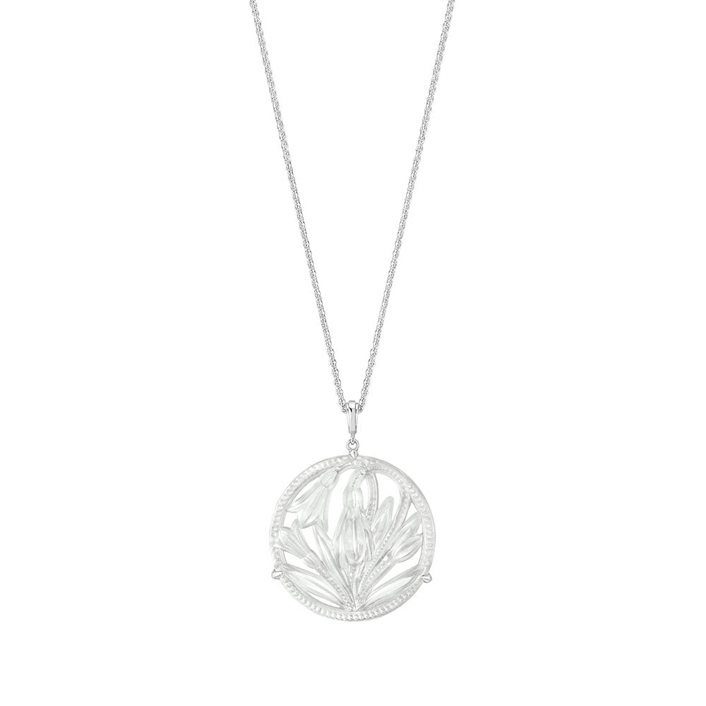 Lalique Fleur de Neige Large Pendant, Clear Crystal & Silver 10609900