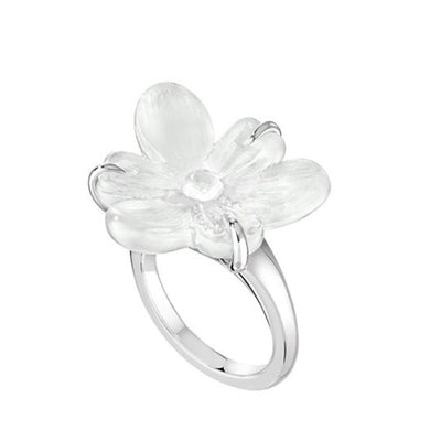 Lalique Fleur de Neige Ring, Clear Crystal & Silver 10610400