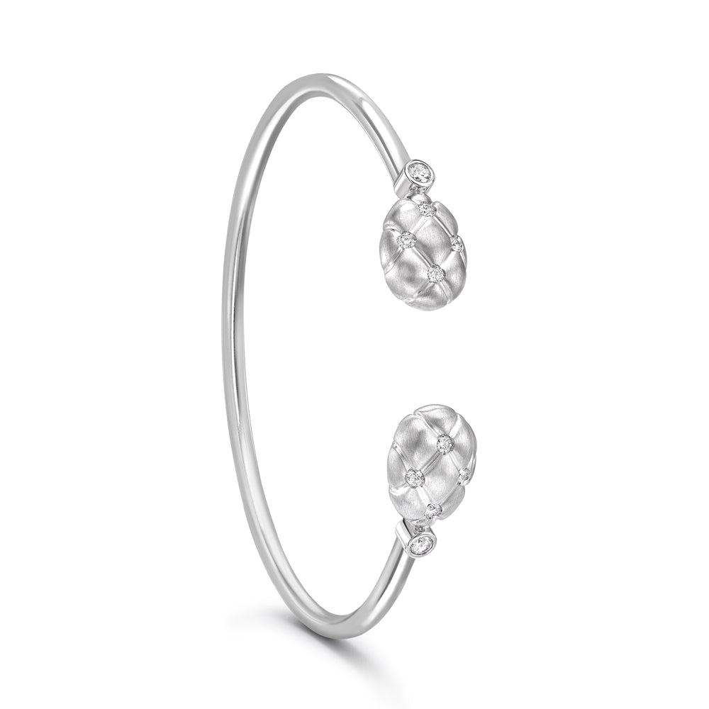 Fabergé Treillage Brushed White Gold & Diamond Open Set Bracelet