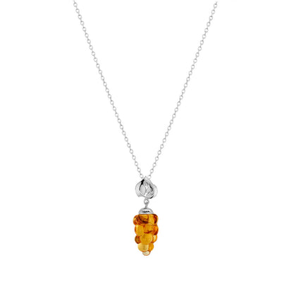 Lalique Vigne Vine Pendant - Amber Crystal & Silver 10755500