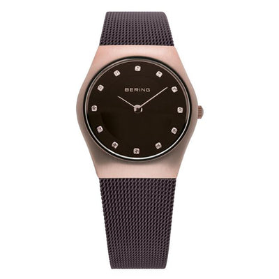 Ladies Bering Classic 27mm Black PVD Stainless Steel Quartz Milanese Bracelet Watch, 11927-262