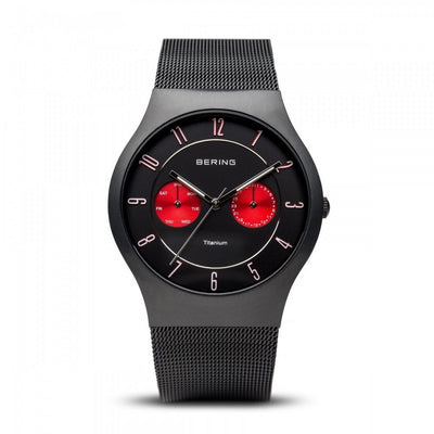 Gentlemen's Bering 39mm Black PVD Titanium Multifunction Quartz Bracelet Watch, 11939-229