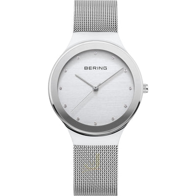 Ladies Bering 34mm Stainless Steel Quartz Milanese Bracelet Watch, 12934-000