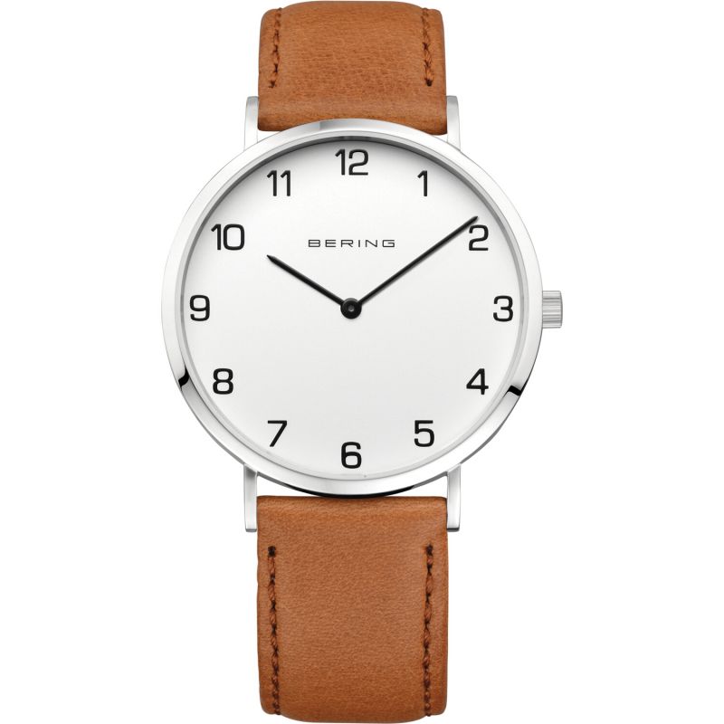Gentlemen's Bering 40mm Stainless Steel Quartz Leather Strap Watch, 13940-504
