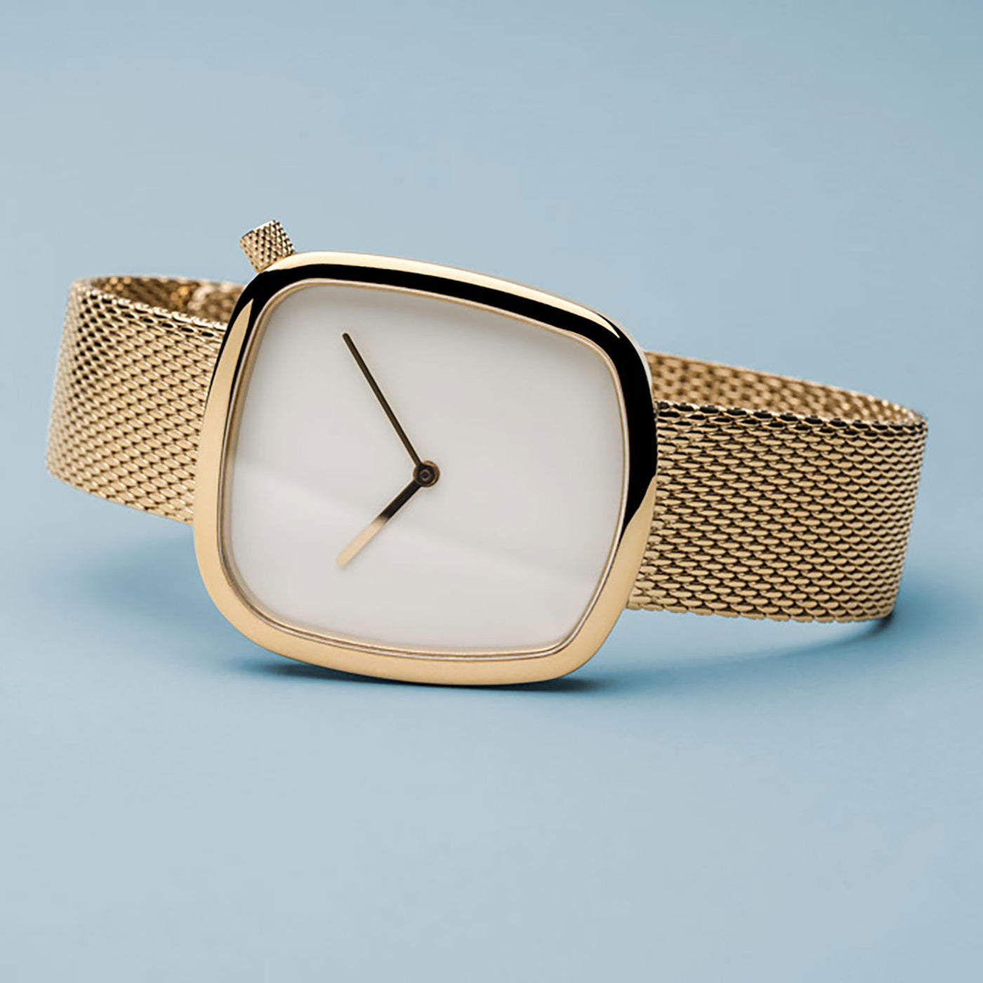 Ladies Bering Pebble 34mm Gold PVD Stainless Steel Quartz Milanese Bracelet Watch, 18034-334