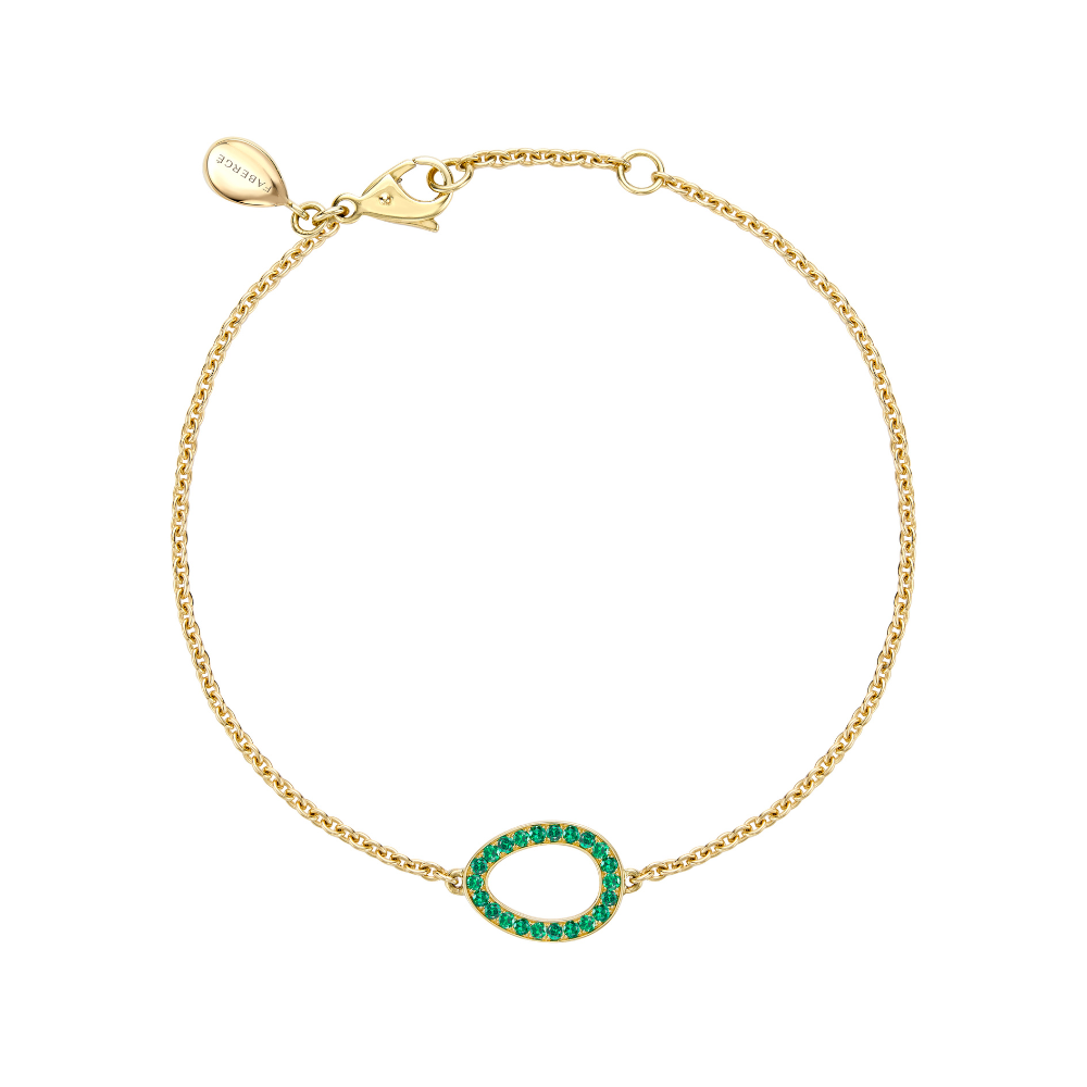 Fabergé Colours of Love Sasha  Yellow Gold Emerald Egg Chain Bracelet