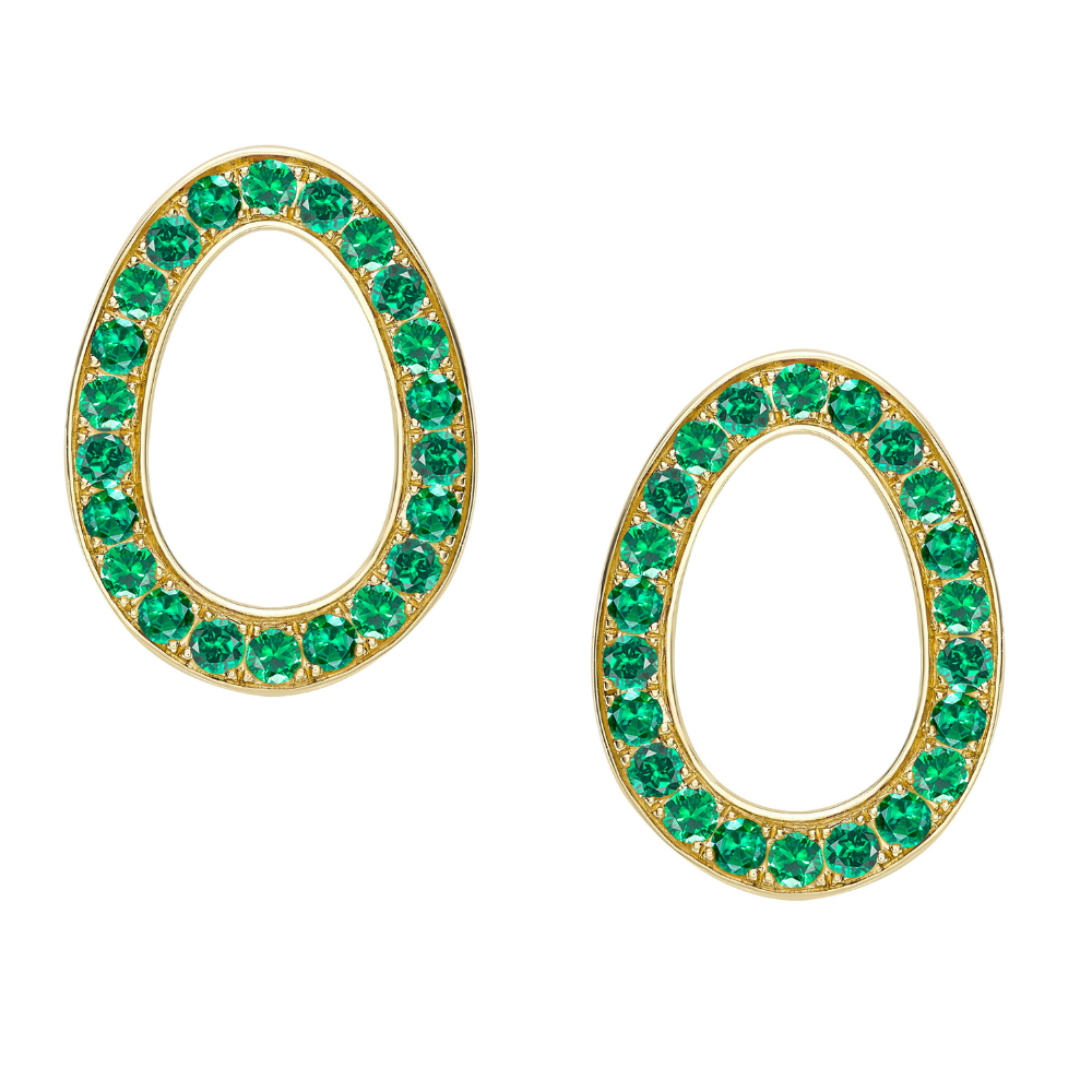 Fabergé Colours of Love Sasha Yellow Gold Emerald Egg Stud Earrings