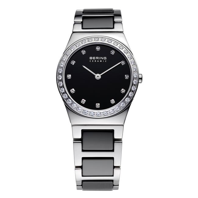 Ladies Bering 30mm 2 Tone Ceramic And Stainless Steel Quartz Bracelet Watch, 32430-742