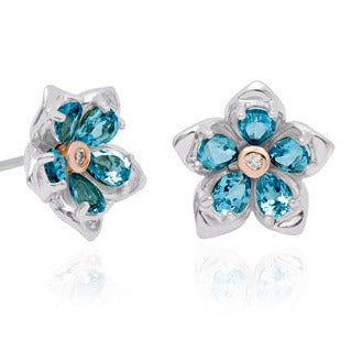 Clogau Forget Me Not London Blue Topaz Stud Earrings - 3SFMNE