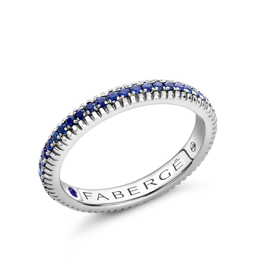 Fabergé Colours of Love White Gold Blue Sapphire Set Fluted Ring