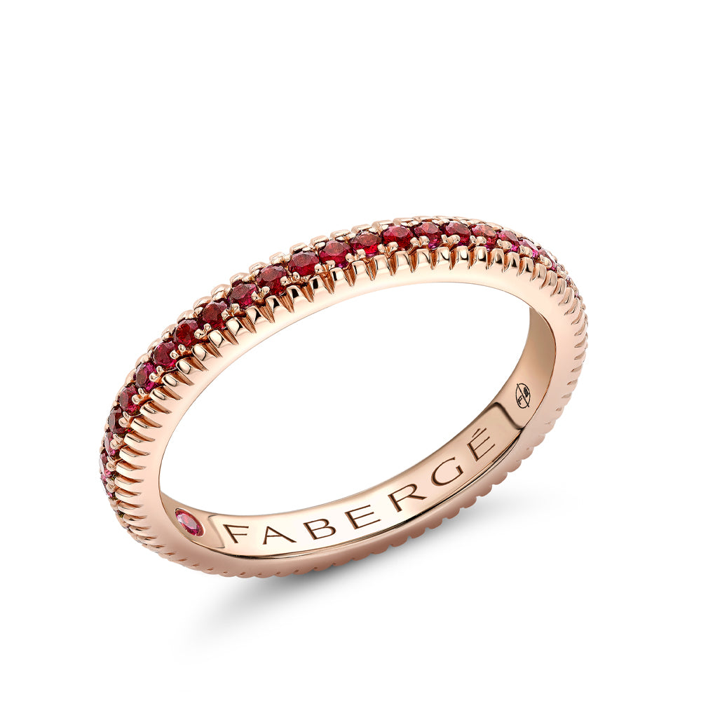 Fabergé Colours of Love Rose Gold Ruby Fluted Eternity Ring