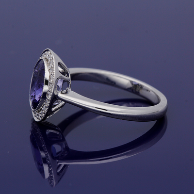 Platinum Tanzanite and Diamond Ring