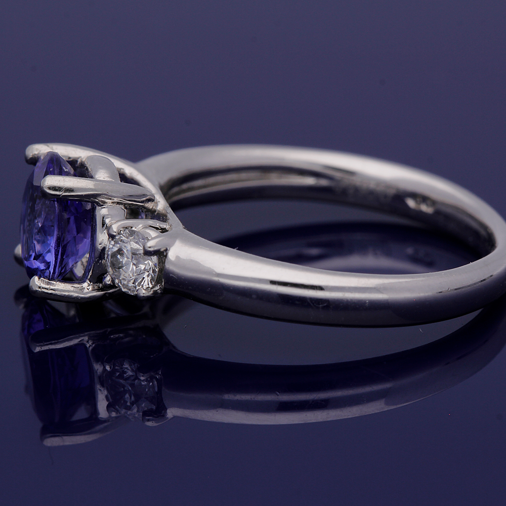 Platinum Tanzanite and Diamond Ring