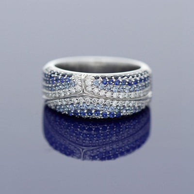 18ct White Gold Sapphire and Diamond Cocktail Eternity Ring - GoldArts