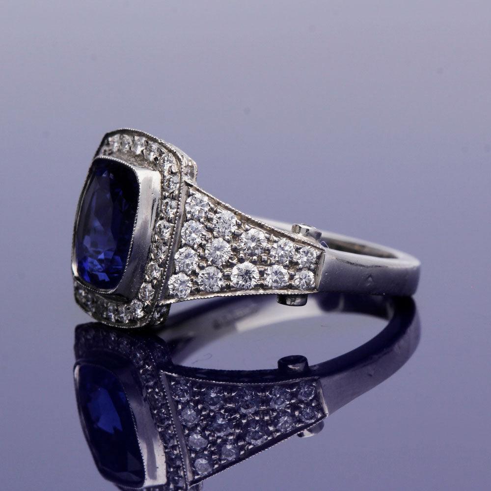 18ct White Gold Sapphire and Diamond Ring - GoldArts