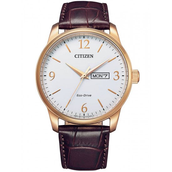 Gentlemen's Citizen Eco-Drive Rose Gold PVD Leather Strap Watch, BM8553-16A