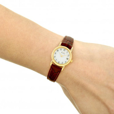 Ladies Citizen Eco Drive Yellow Gold PVD Leather Strap Watch, EW1272-01A