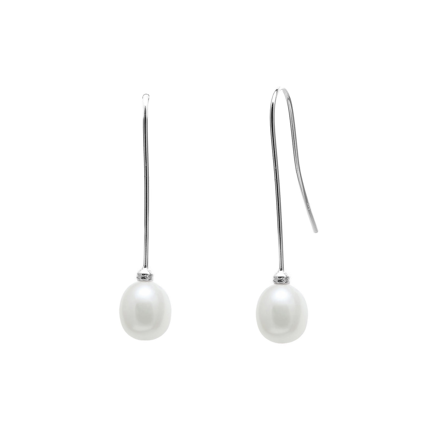 White Freshwater Pearl Sterling Silver Single Drop Earrings