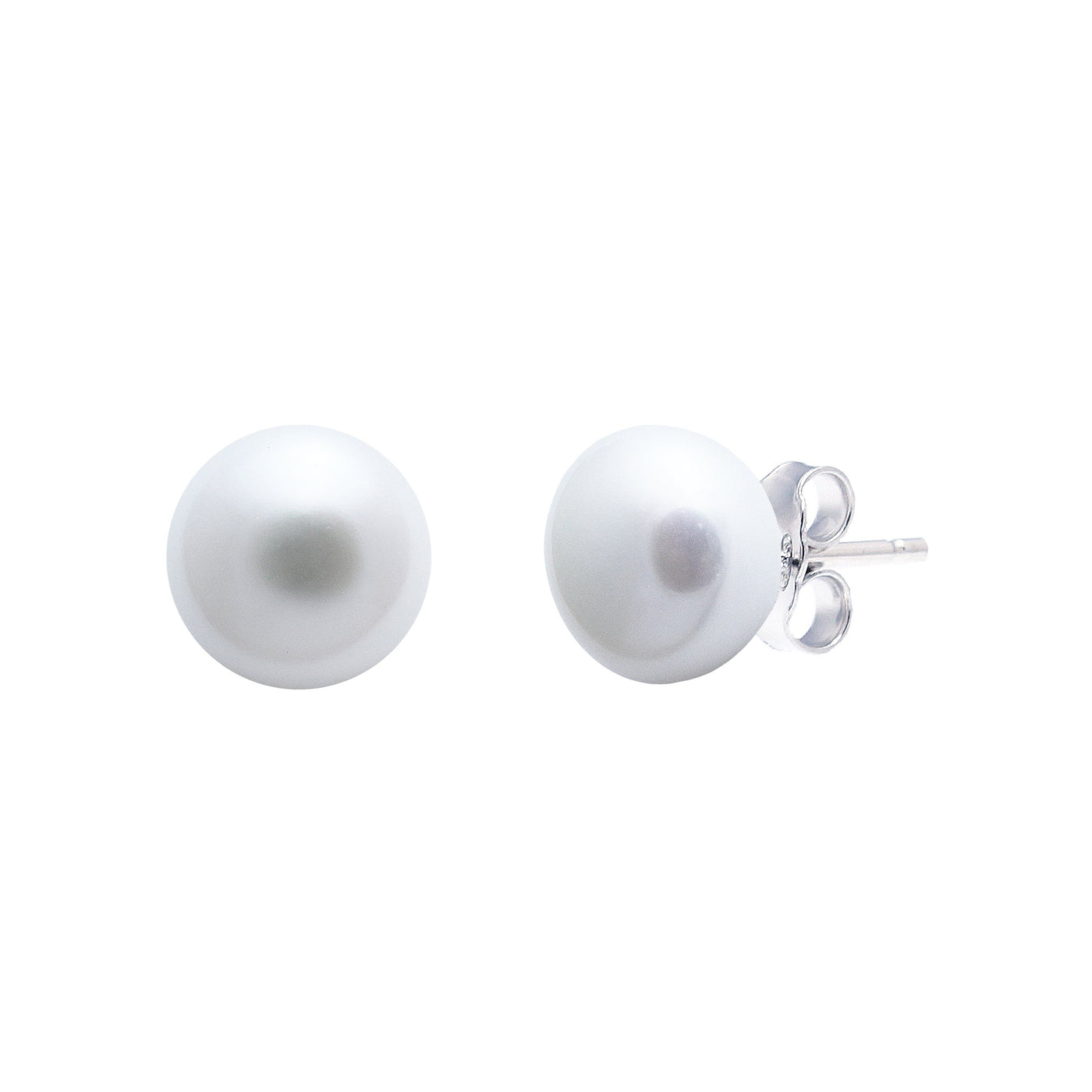 6-6.5mm White Button Freshwater Pearl Sterling Silver Stud Earrings