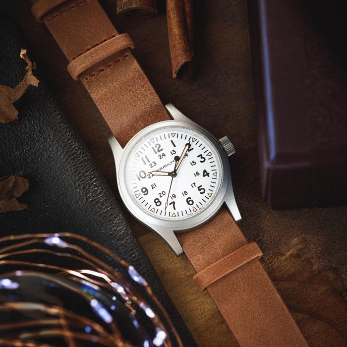 Hamilton Khaki Field Mechanical Nato Leather Strap Watch, H69439511