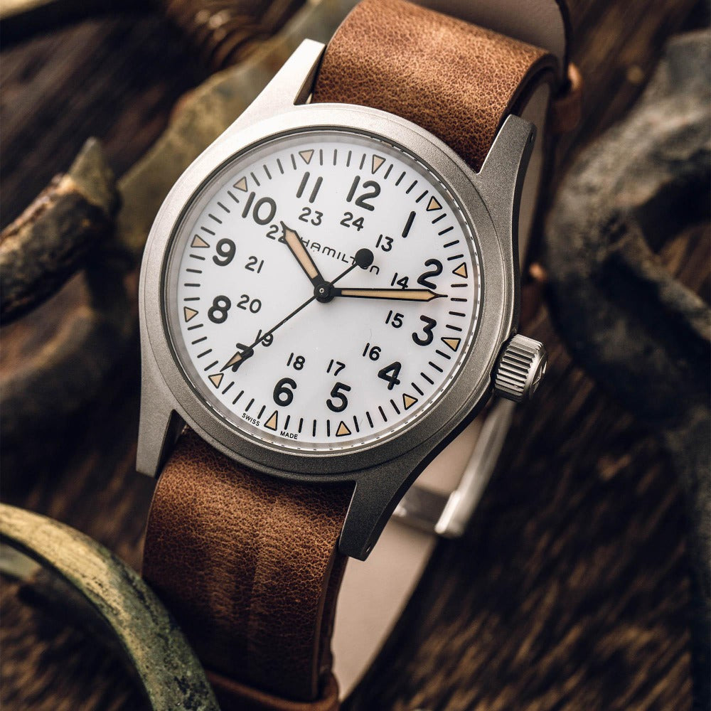 Hamilton Khaki Field Mechanical Nato Leather Strap Watch, H69439511