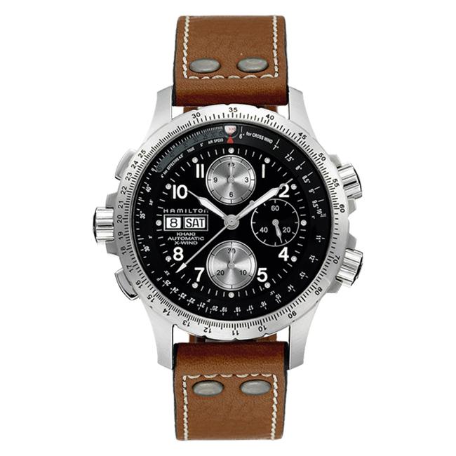 Hamilton Khaki Aviation X-Wind Automatic Chronograph Leather Strap Watch, H77616533