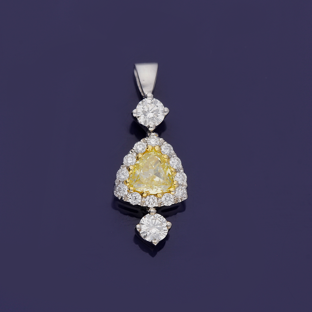 18ct White Gold Yellow and White Diamond Pendant