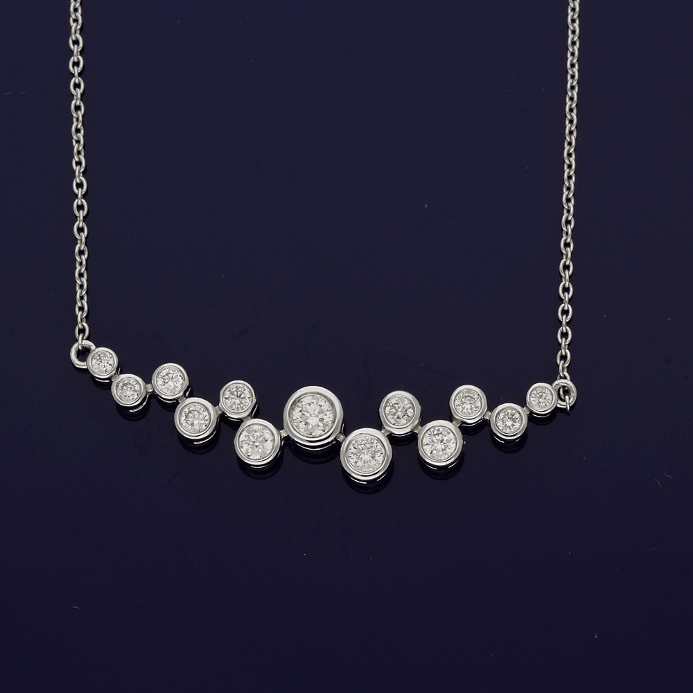 18ct White Gold Diamond Scatter Bubble Necklace - GoldArts