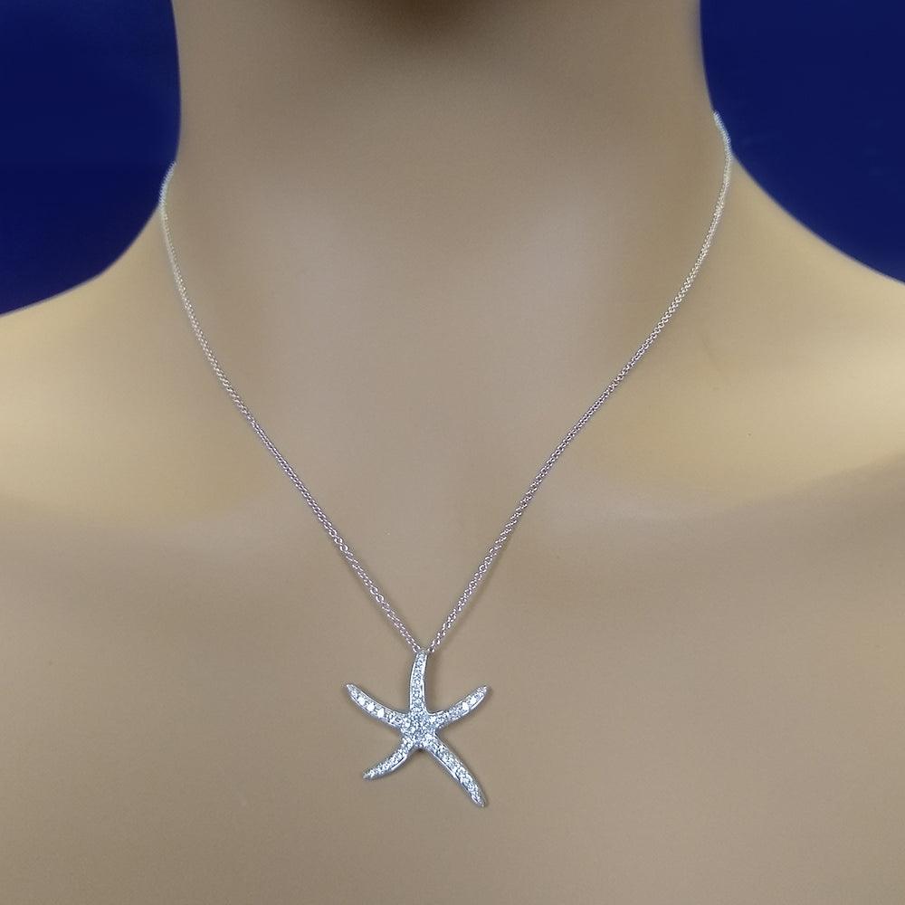 18ct White Gold Diamond Starfish Pendant - GoldArts