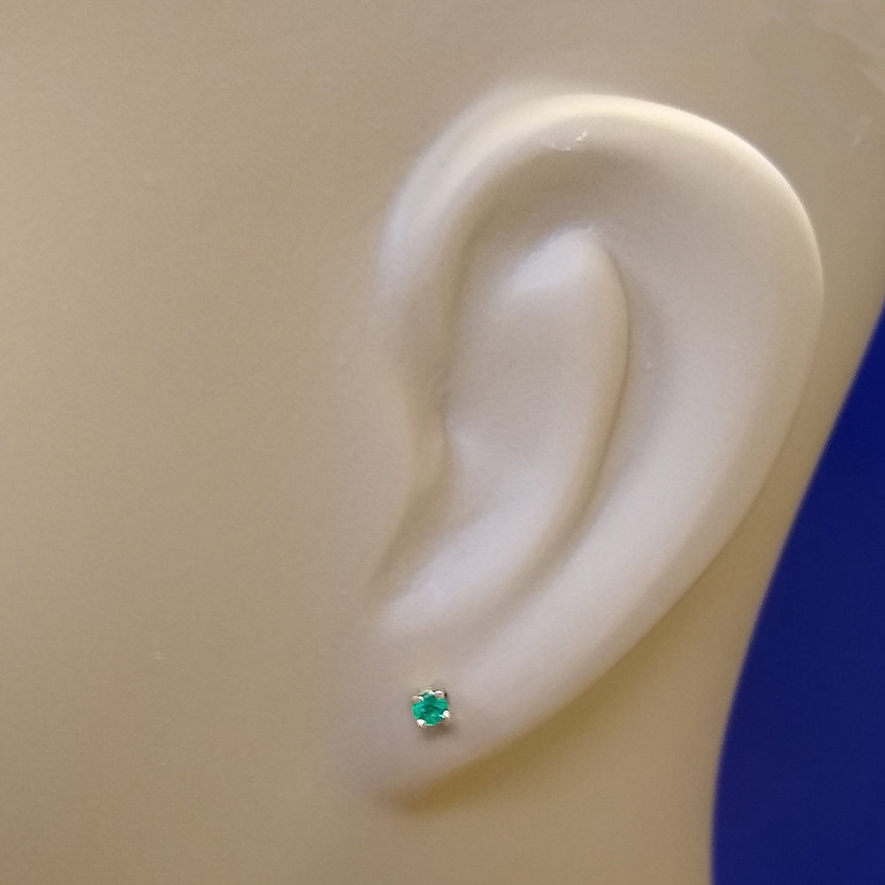 18ct Yellow Gold Emerald 2.5mm Stud Earrings