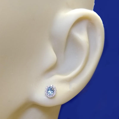 18ct White Gold Aquamarine and Diamond Earrings - GoldArts