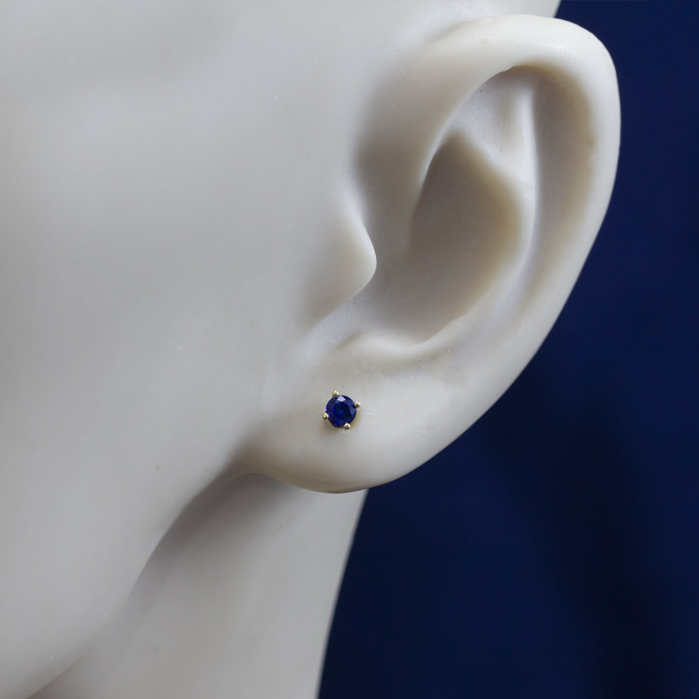 18ct Yellow Gold Blue Sapphire Stud Earrings - 3mm