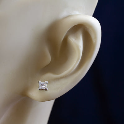 Platinum Certificated Princess Cut Diamond Stud Earrings 0.64ct