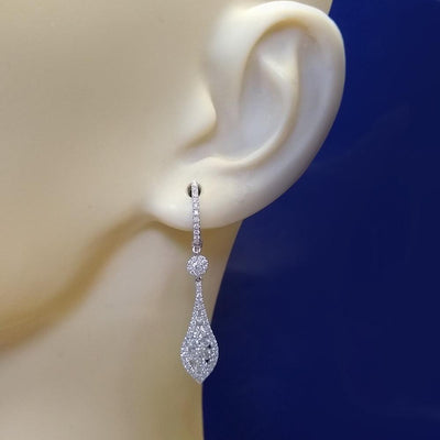 18ct White Gold 1.24ct Diamond Drop Earrings - GoldArts
