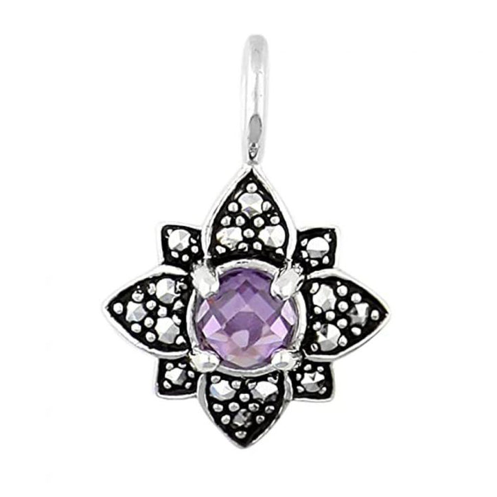 Thomas Sabo Silver Violet and Marcasite Flower Pendant PE528-021-13
