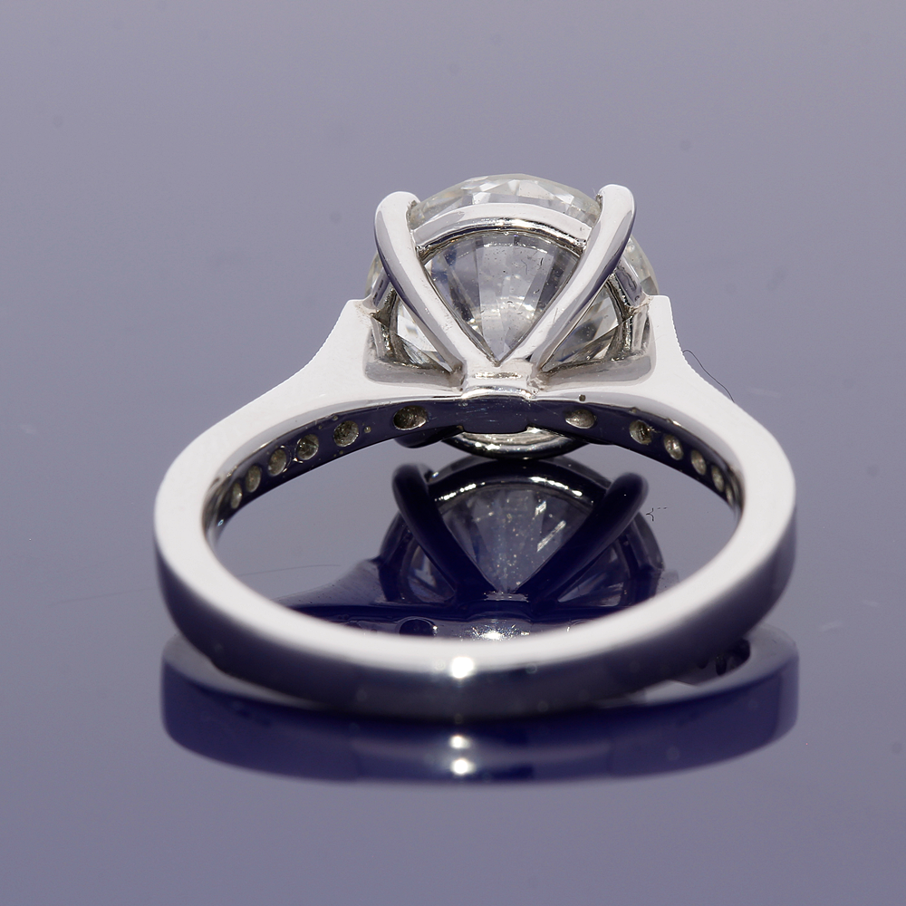 Platinum Certificated 3.76ct Diamond Solitaire Ring  with Diamond Set Shoulders