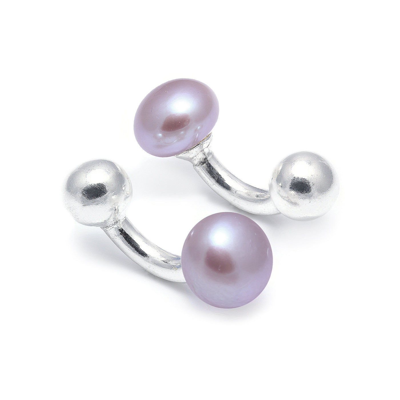 10mm Pink Freshwater Pearl Button Sterling Silver Cufflinks